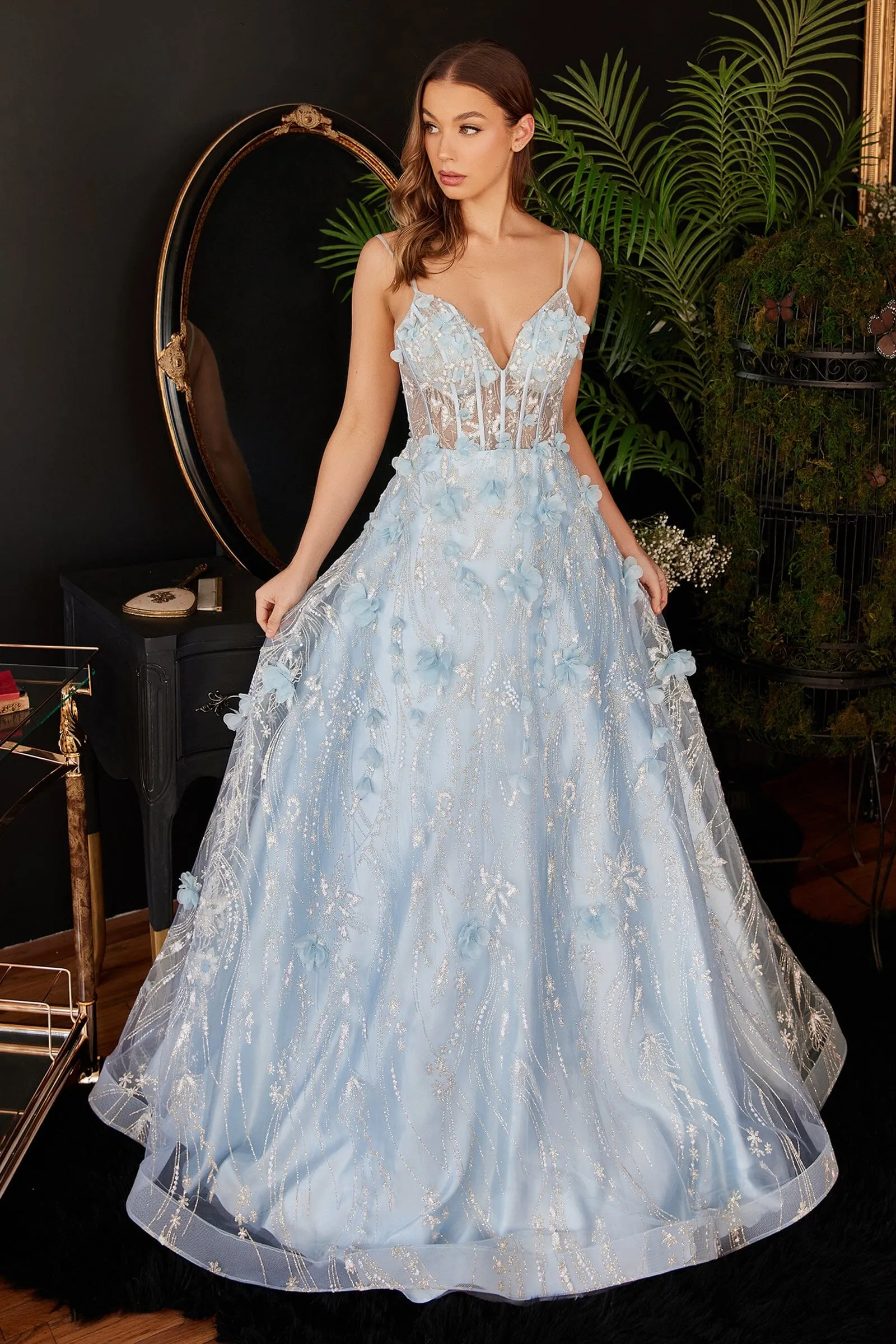 3D Floral Applique Ball Gown by Ladivine CB105