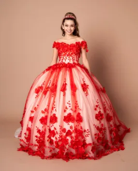 3D Floral Off Shoulder Ball Gown by Calla SCL30005