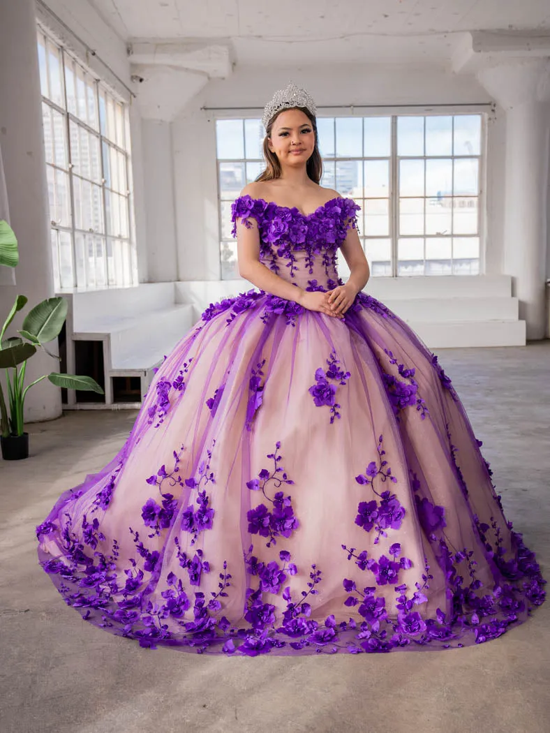 3D Floral Off Shoulder Ball Gown by Calla SCL30005