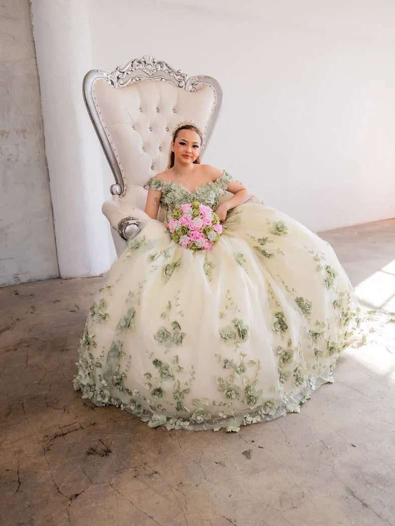 3D Floral Off Shoulder Ball Gown by Calla SCL30005