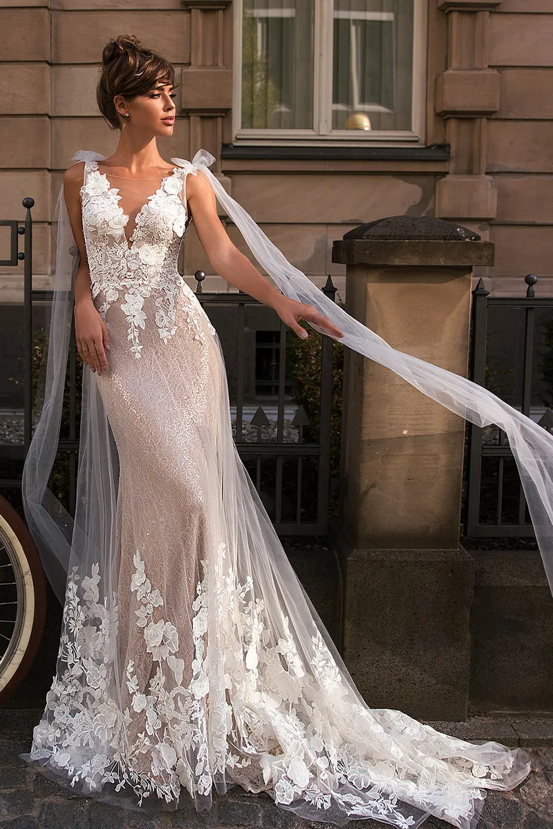 Amora Lace Applique Mermaid Wedding Dress