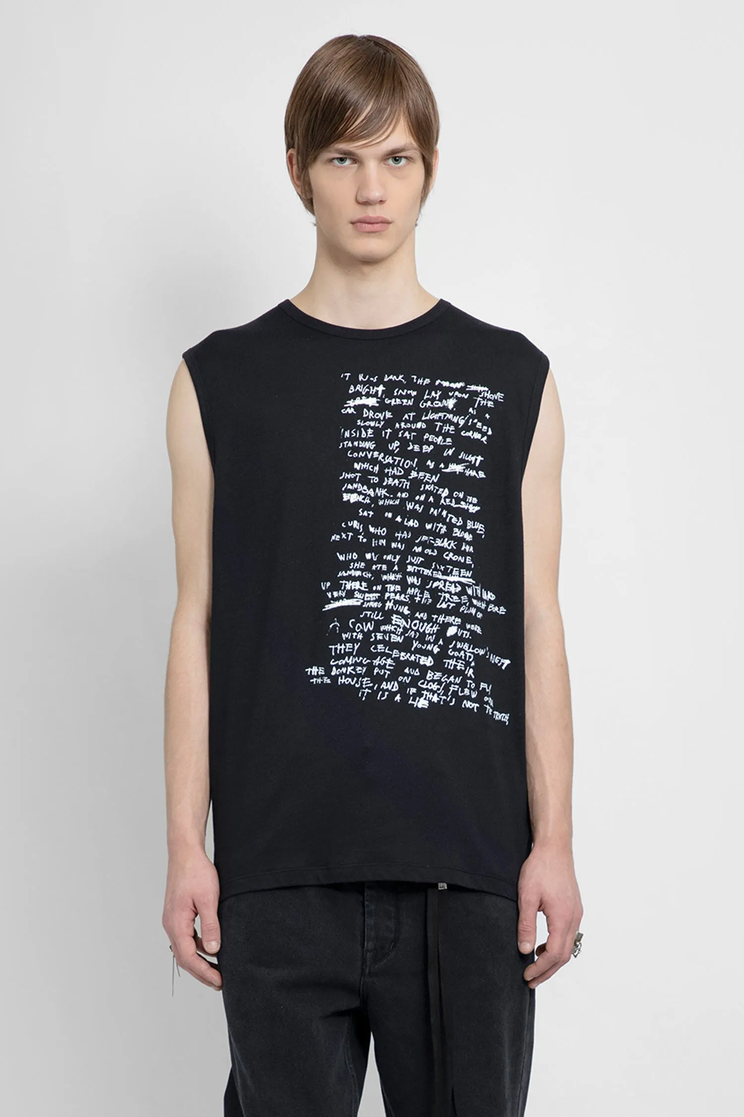 ANN DEMEULEMEESTER MAN BLACK T-SHIRTS & TANK TOPS