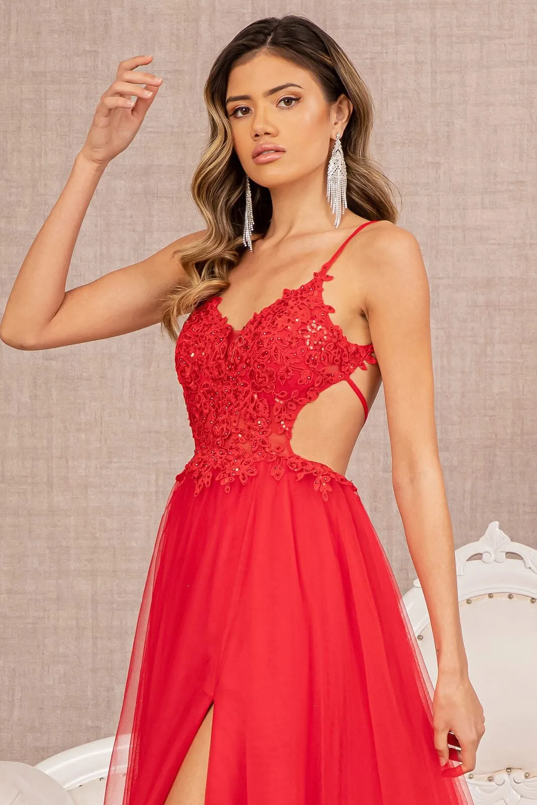 Applique Sleeveless A-line Gown by Elizabeth K GL3152