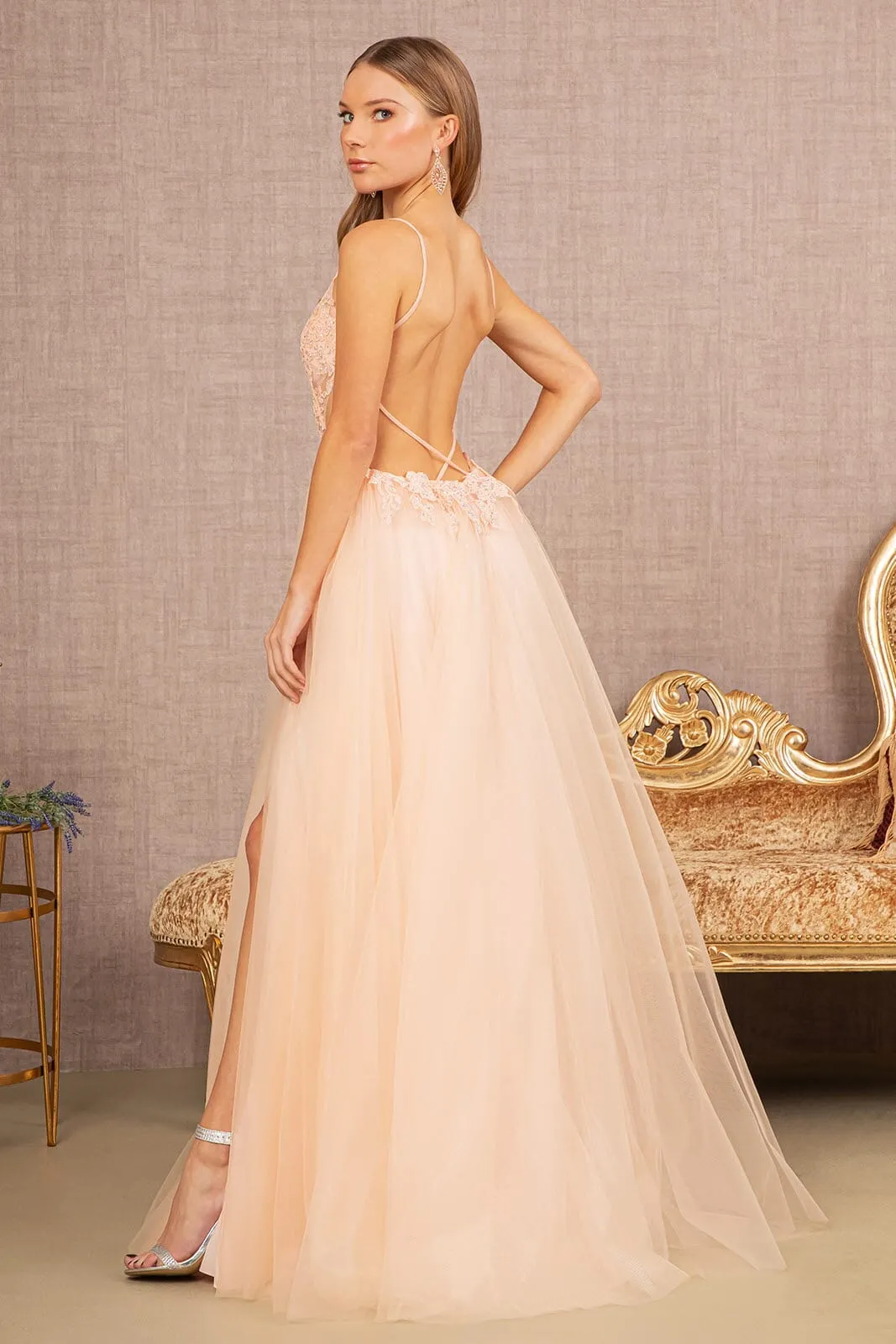 Applique Sleeveless A-line Gown by Elizabeth K GL3152