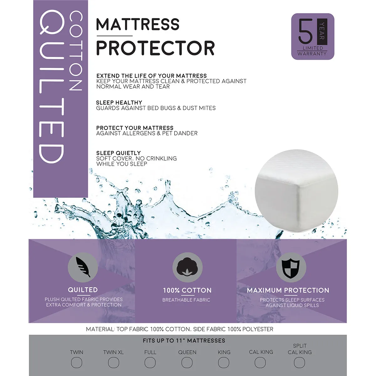 Bedplanet Quilted Cotton Mattress Protector