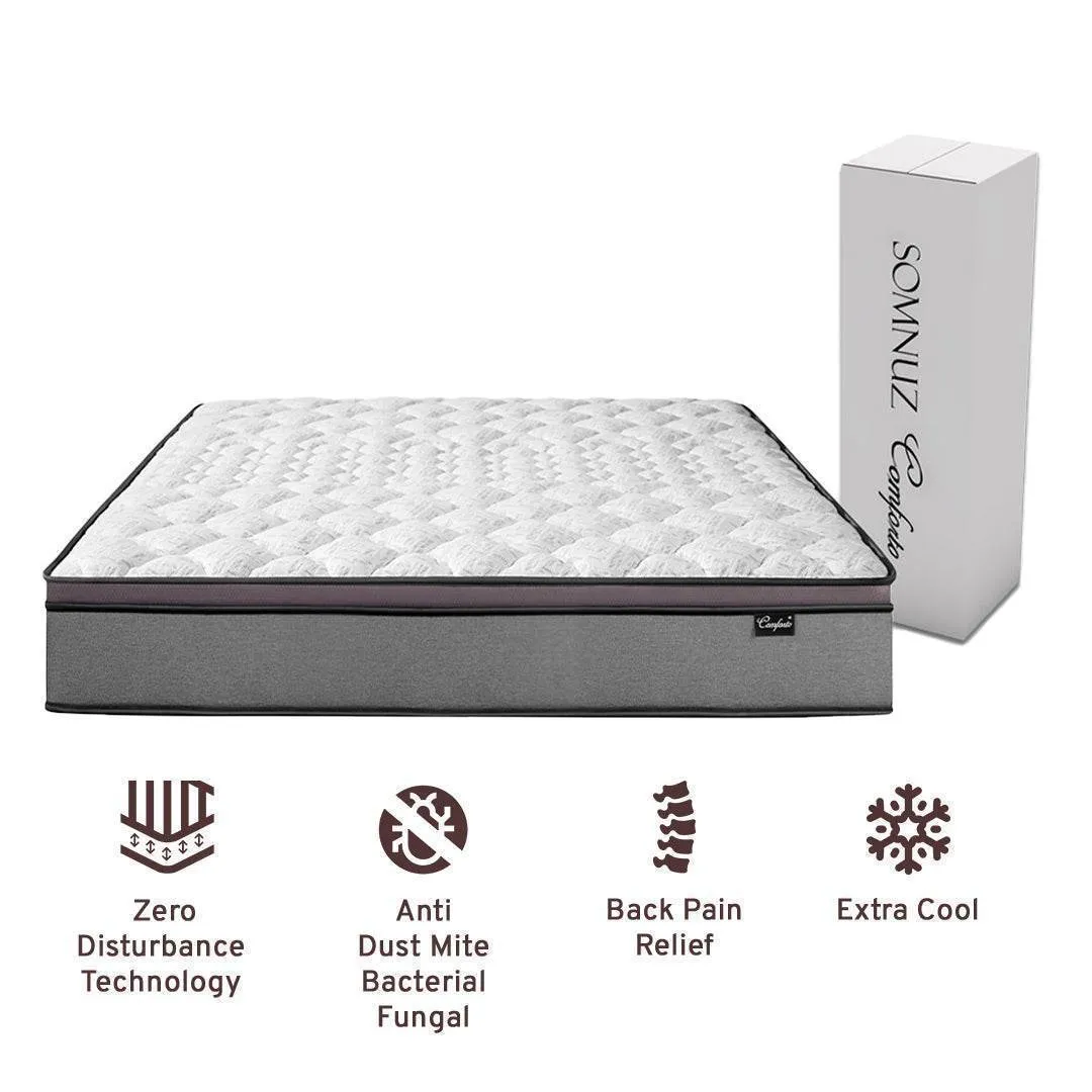 Campo Grey Fabric Storage Bed Frame (Water Repellent)   Somnuz™ Comforto 10" Bamboo Fabric Latex Pocketed Spring Mattress