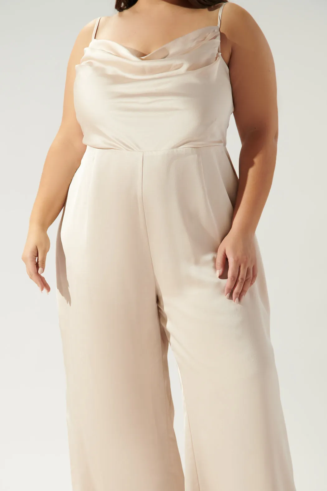 Chateau Satin Cowl Neck Jumpsuit Curve