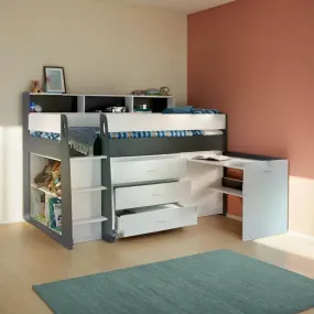 Clement Storage Loft Bed with Retractable Study Table