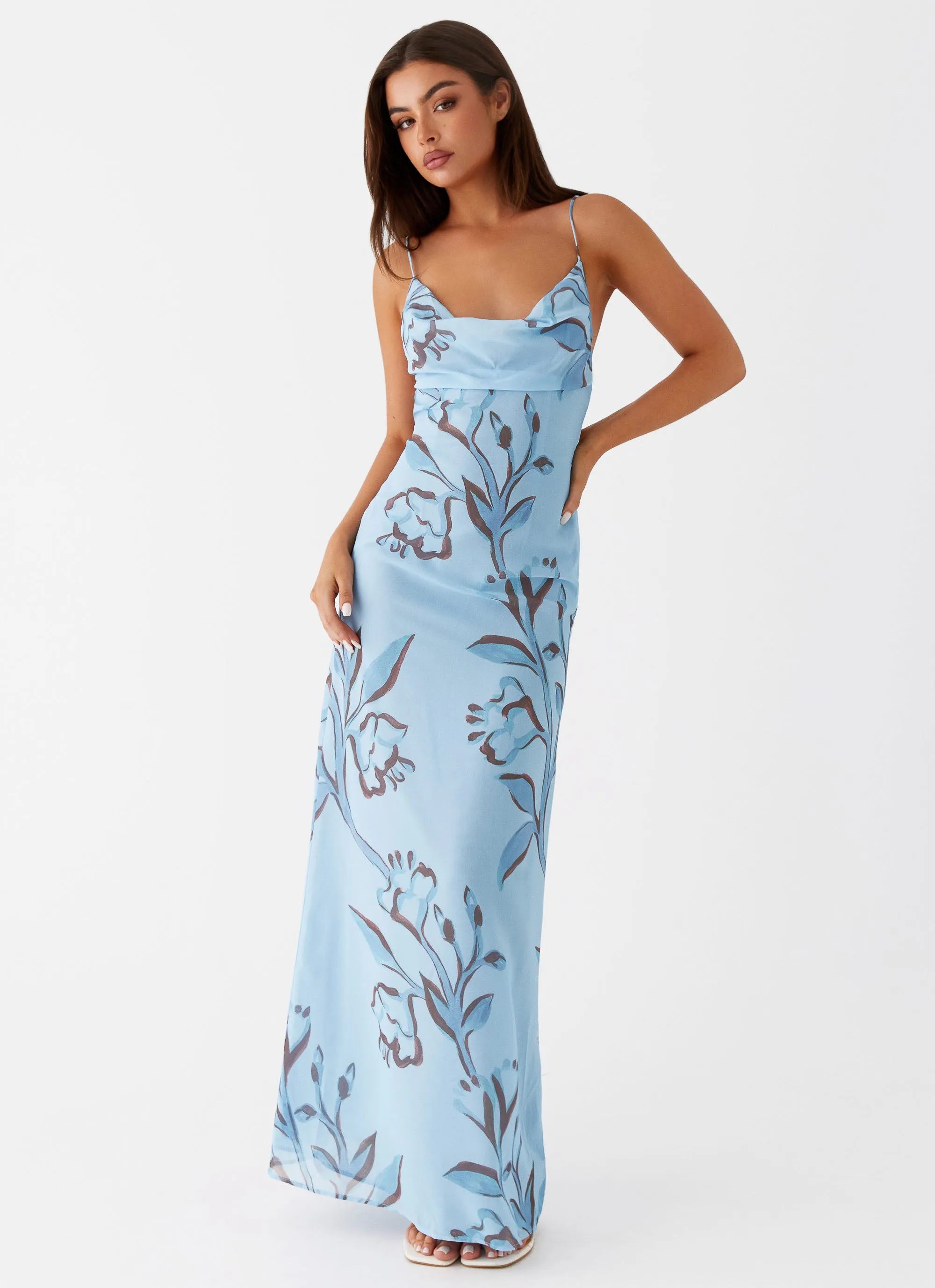 Felicia Daisy Maxi Dress - Blue Floral