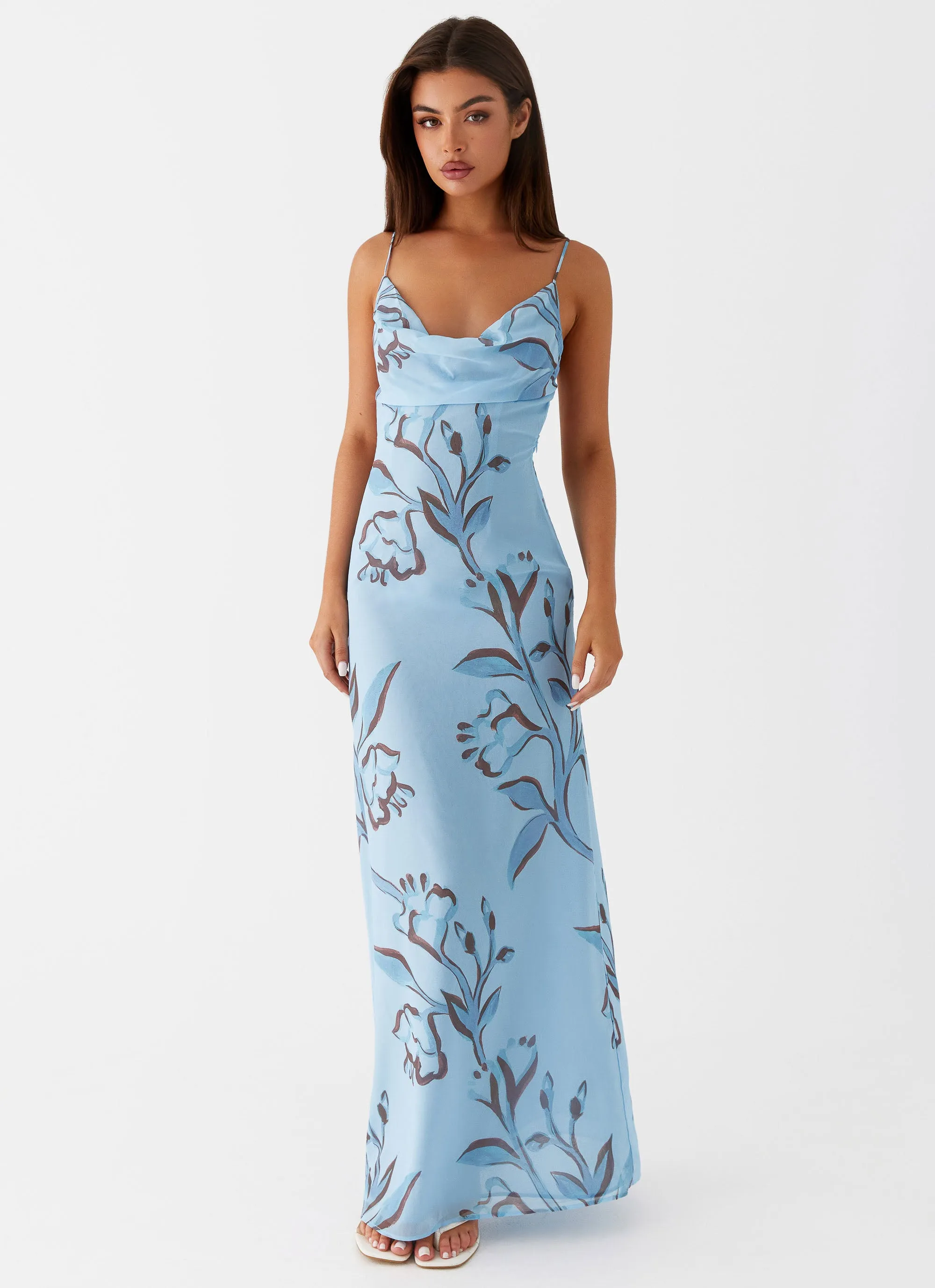 Felicia Daisy Maxi Dress - Blue Floral