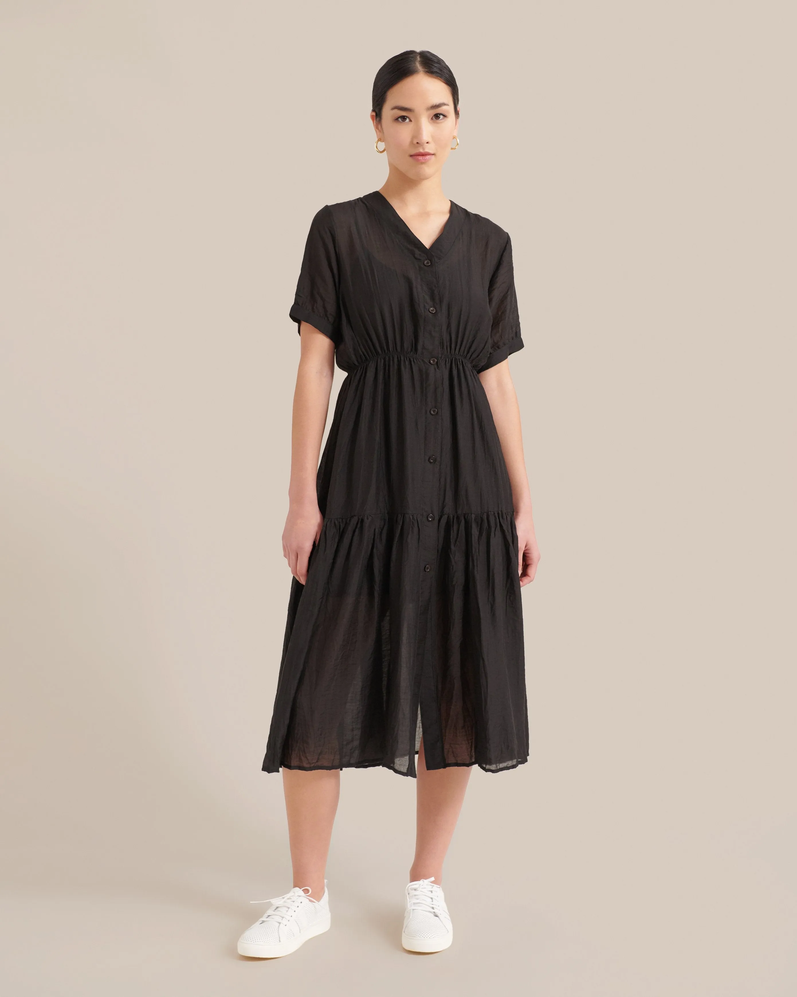 Imogen Button-Front Midi Dress