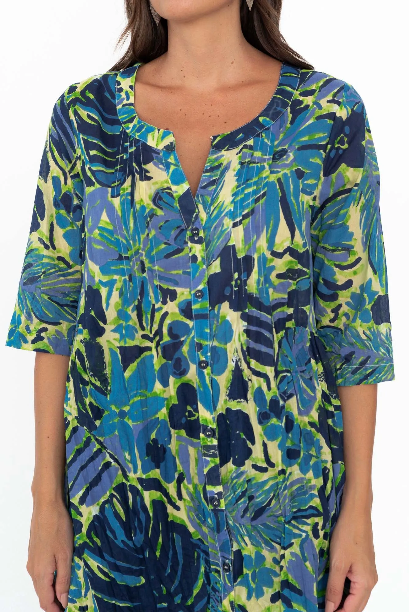 Indra Blue Meadow Cotton Tunic Top