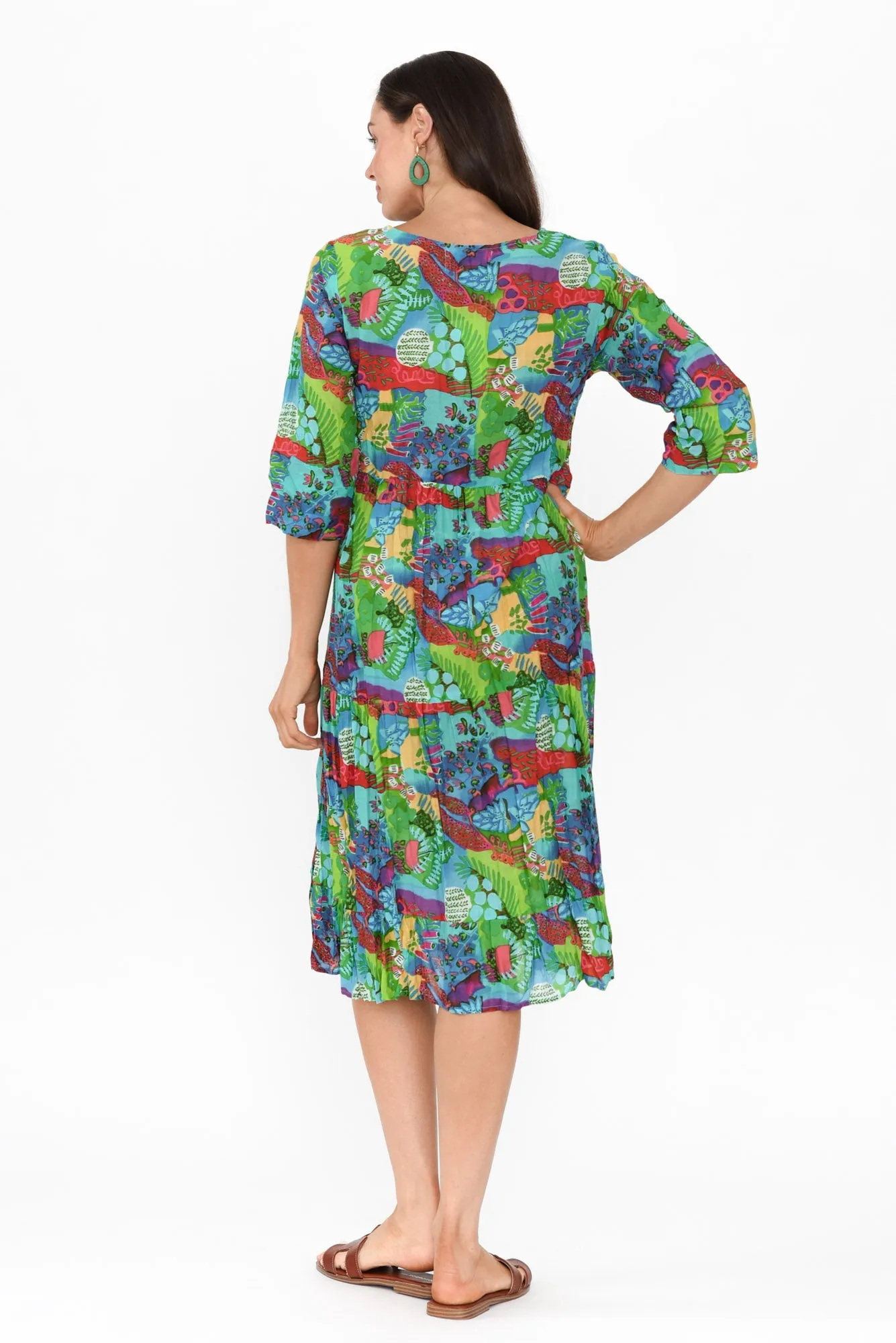 Milana Green Serenity Crinkle Cotton Dress