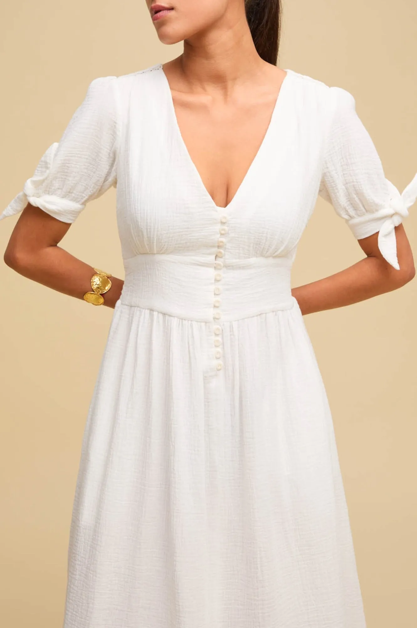 Olga Cheesecloth Dress | White