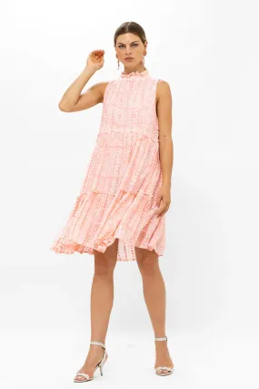 Ruffled Tiered Mini Dress - Bali Pink