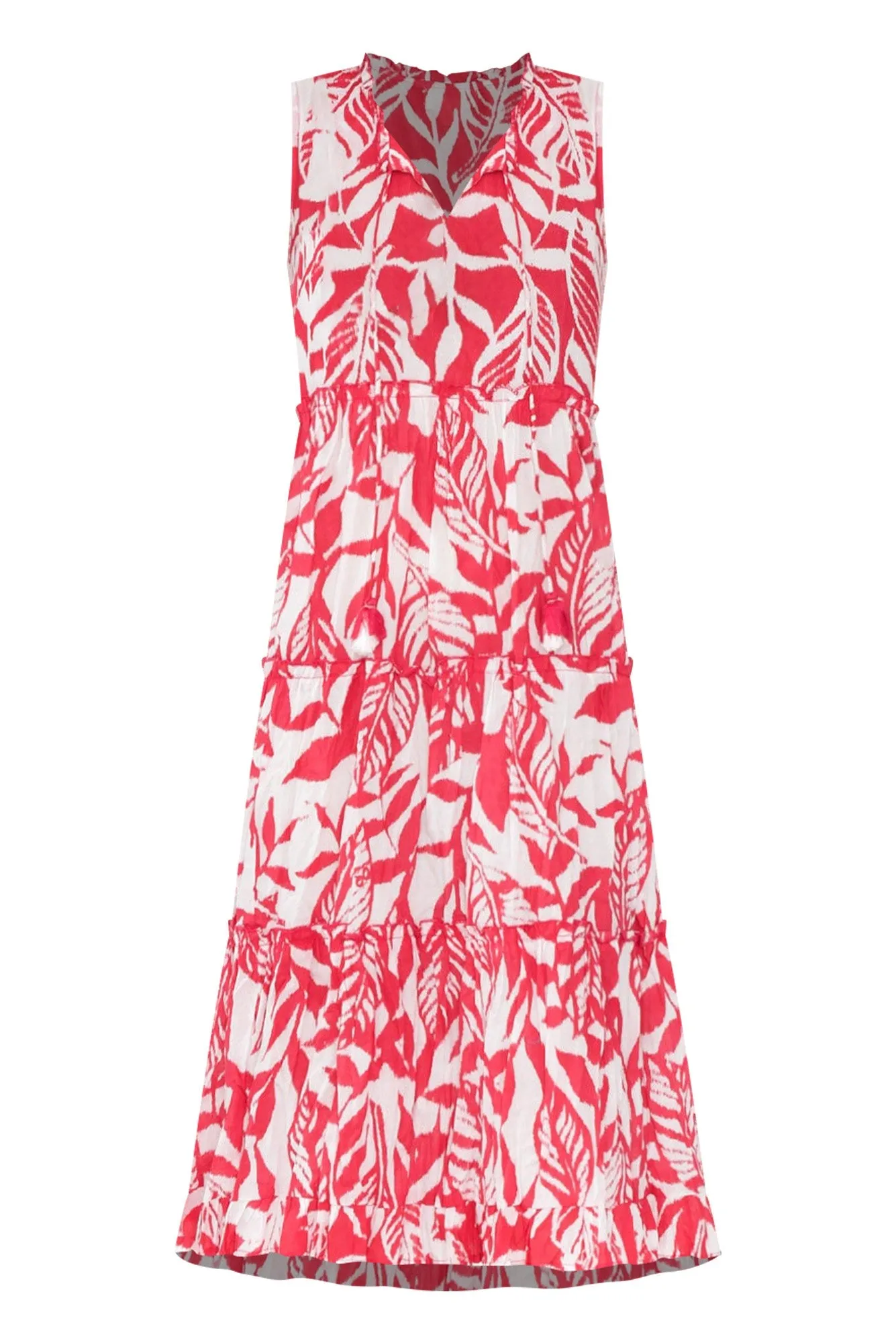 Tulla Pink Tropical Cotton Sleeveless Dress