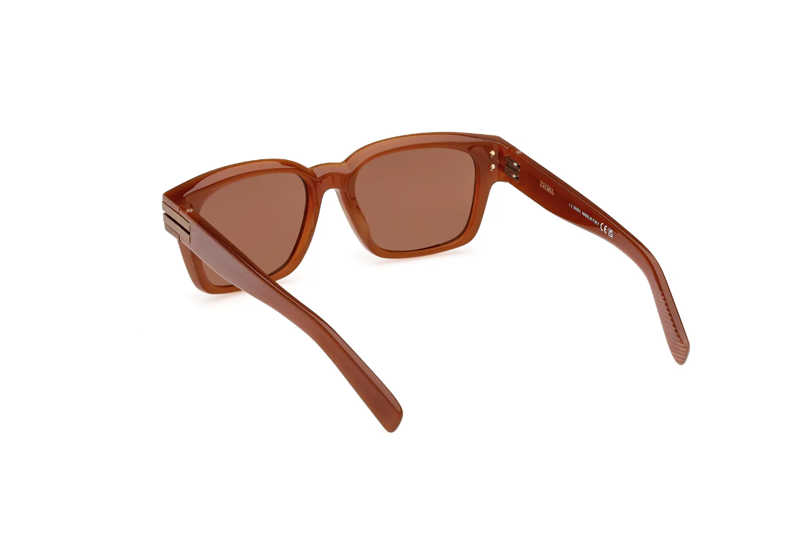 ZEGNA Acetate Rectangular Sunglasses (Light Brown)